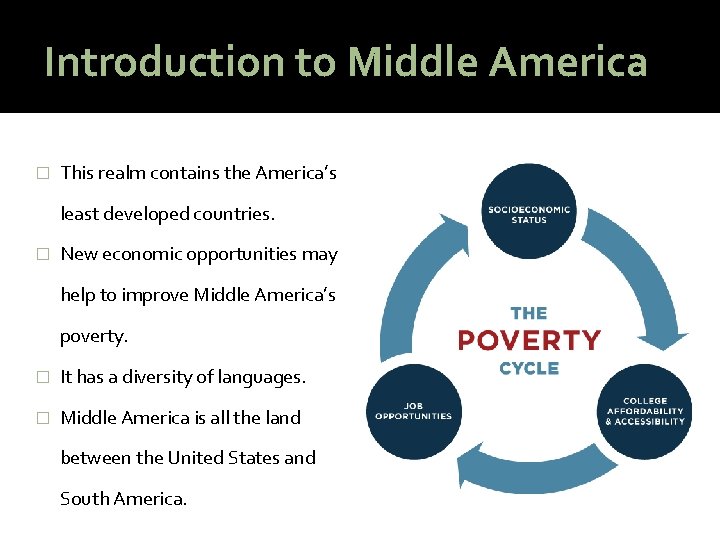 Introduction to Middle America � This realm contains the America’s least developed countries. �