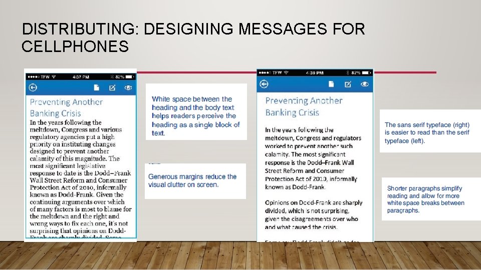DISTRIBUTING: DESIGNING MESSAGES FOR CELLPHONES 
