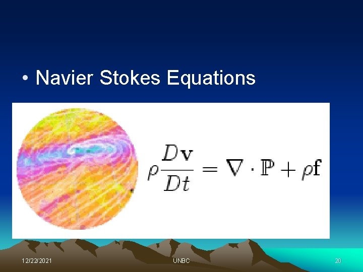  • Navier Stokes Equations 12/22/2021 UNBC 20 