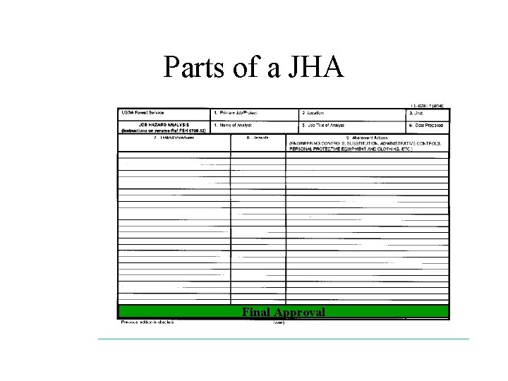 Parts of a JHA Final Approval 