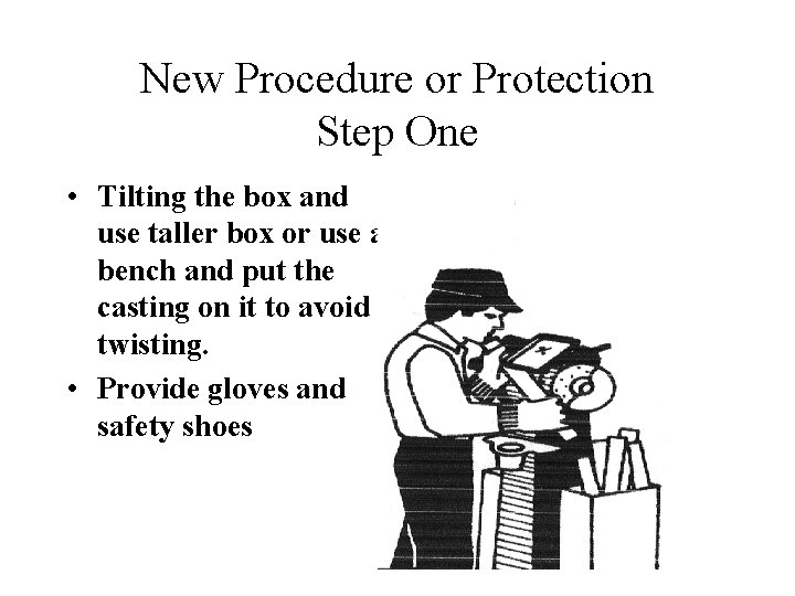 New Procedure or Protection Step One • Tilting the box and use taller box