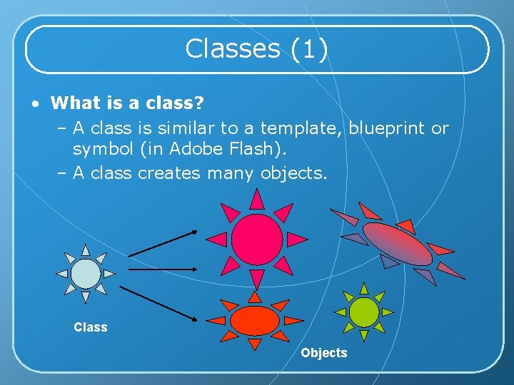 Classes (1) • What is a class? – A class is similar to a