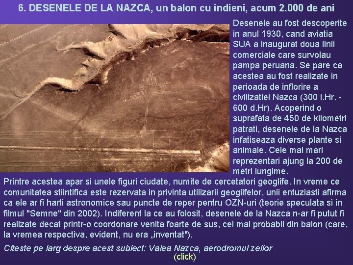 6. DESENELE DE LA NAZCA, un balon cu indieni, acum 2. 000 de ani