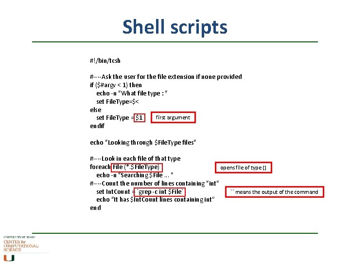 Shell scripts #!/bin/tcsh #----Ask the user for the file extension if none provided if