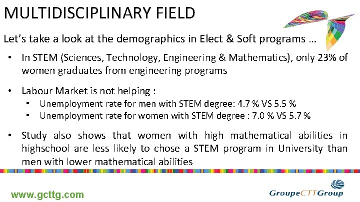 MULTIDISCIPLINARY FIELD Let’s take a look at the demographics in Elect & Soft programs