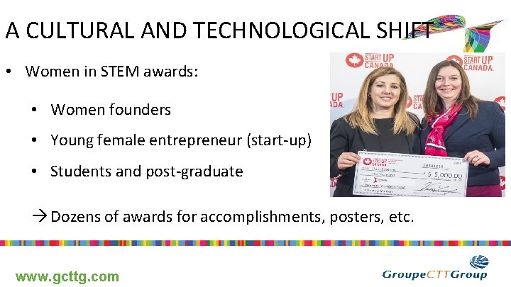 A CULTURAL AND TECHNOLOGICAL SHIFT • Women in STEM awards: • Women founders •