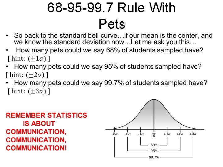 68 -95 -99. 7 Rule With Pets • 