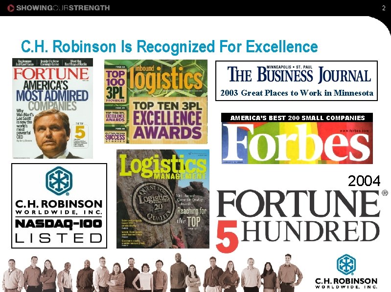 2 C. H. Robinson Is Recognized For Excellence 2003 Great Places to Work in