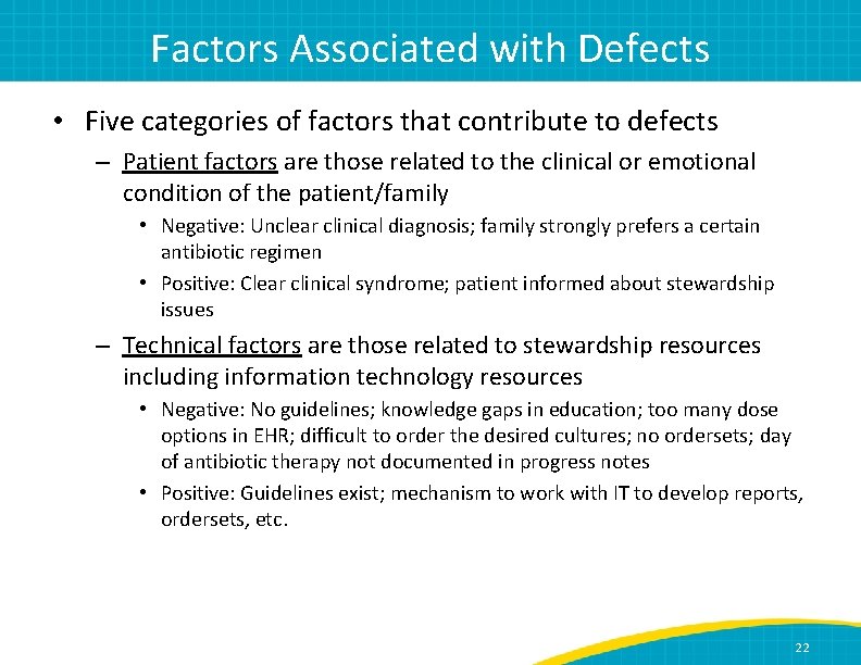 Factors Associated with Defects • Five categories of factors that contribute to defects –