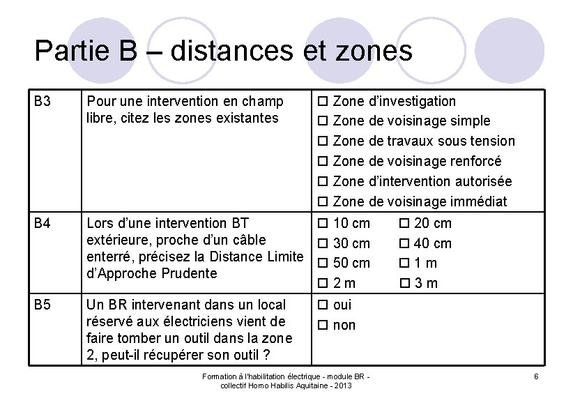 Partie B – distances et zones Zone d’investigation Zone de voisinage simple Zone de