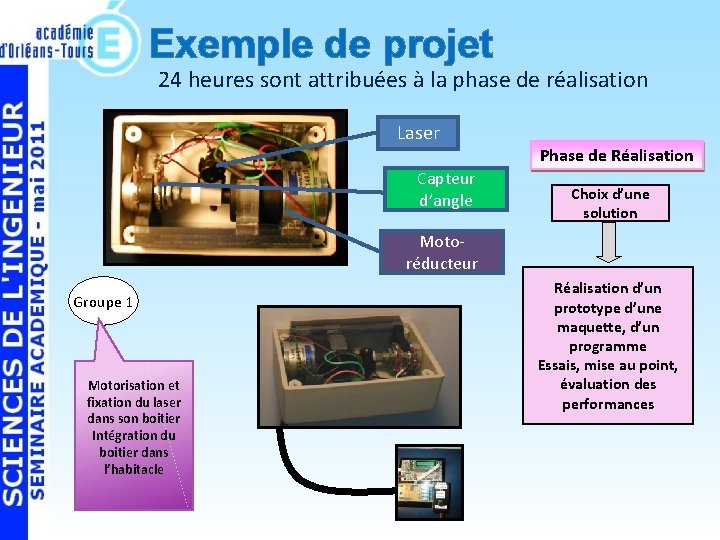 Exemple de projet 24 heures sont attribuées à la phase de réalisation Laser Capteur