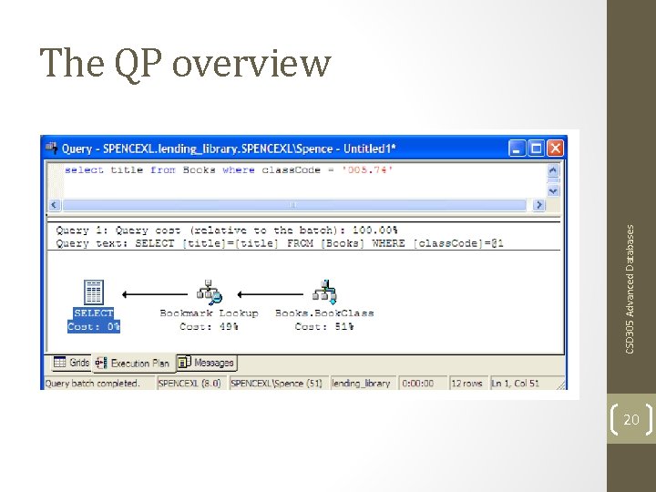 CSD 305 Advanced Databases The QP overview 20 