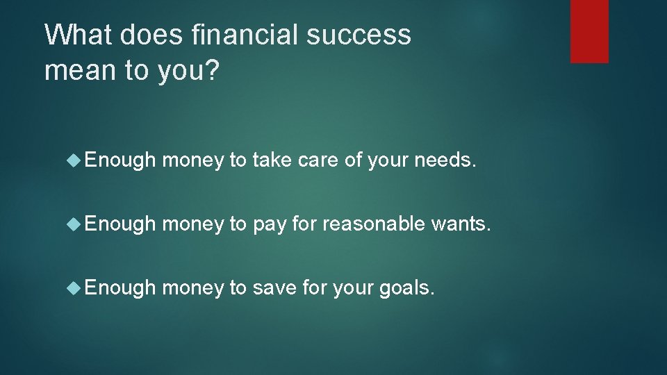 What Does Financially Successful Mean Learning About a Budget MANSFIELD UNIVERSITY TRIO MELISSA