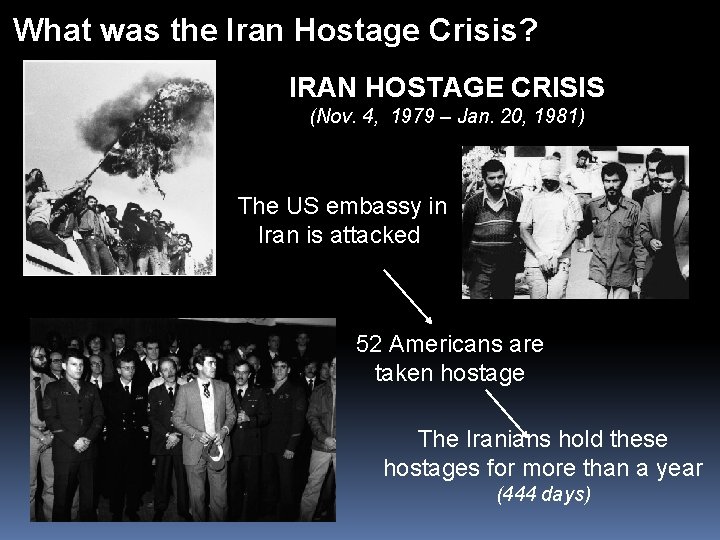What was the Iran Hostage Crisis? IRAN HOSTAGE CRISIS (Nov. 4, 1979 – Jan.
