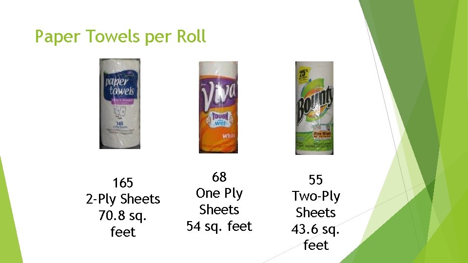 Paper Towels per Roll 165 2 -Ply Sheets 70. 8 sq. feet 68 One