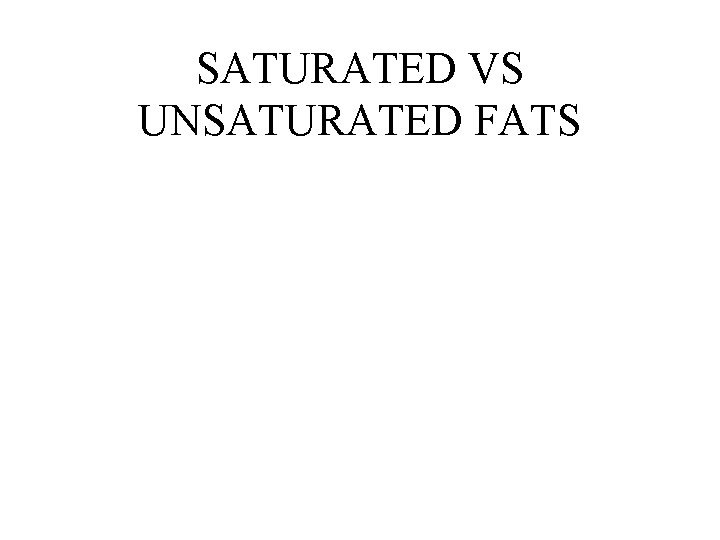SATURATED VS UNSATURATED FATS SATURATED VS UNSATURATED FATS