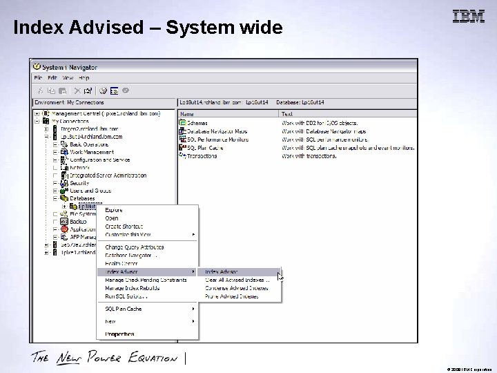 Index Advised – System wide © 2009 IBM Corporation 
