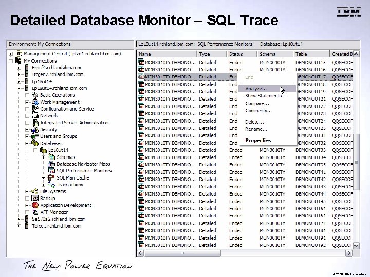 Detailed Database Monitor – SQL Trace © 2009 IBM Corporation 