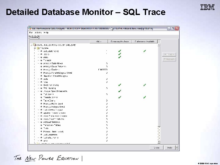 Detailed Database Monitor – SQL Trace © 2009 IBM Corporation 