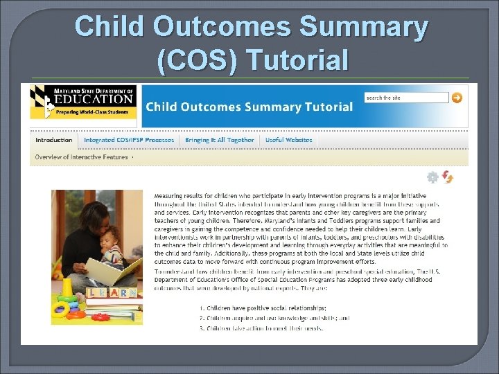 Child Outcomes Summary (COS) Tutorial 