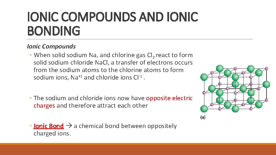 Types of Chemical Bonds IONIC COMPOUNDS AND IONIC