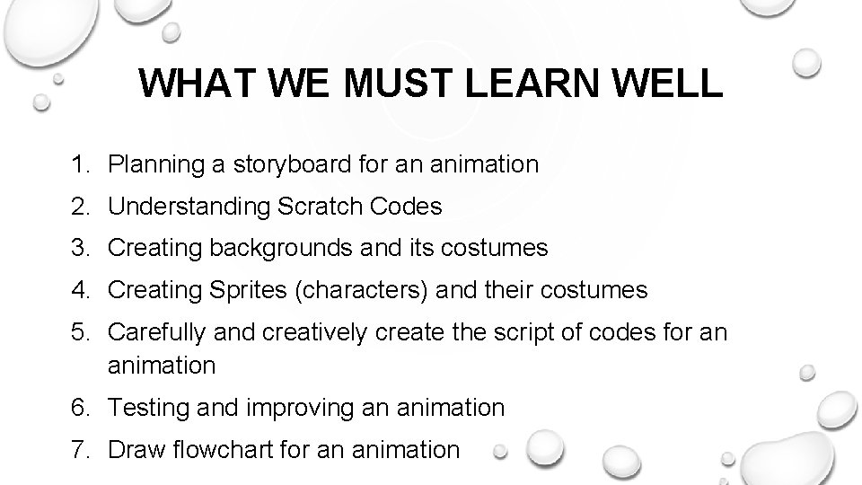 WHAT WE MUST LEARN WELL 1. Planning a storyboard for an animation 2. Understanding WHAT WE MUST LEARN WELL 1. Planning a storyboard for an animation 2. Understanding