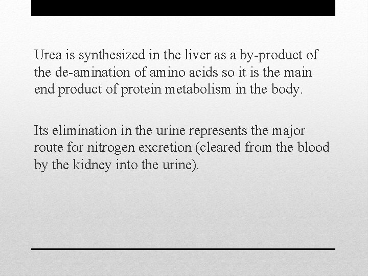 Urea is synthesized in the liver as a by-product of the de-amination of amino
