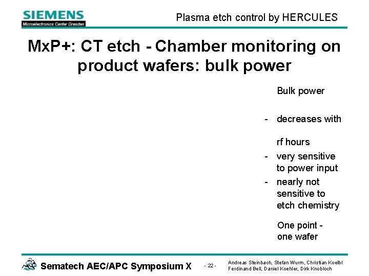 Plasma etch control by HERCULES Mx. P+: CT etch - Chamber monitoring on product