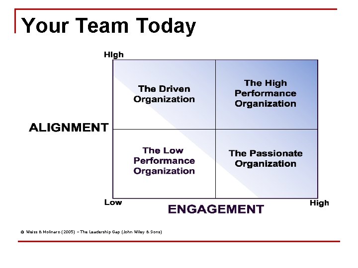 Your Team Today © Weiss & Molinaro (2005) – The Leadership Gap (John Wiley
