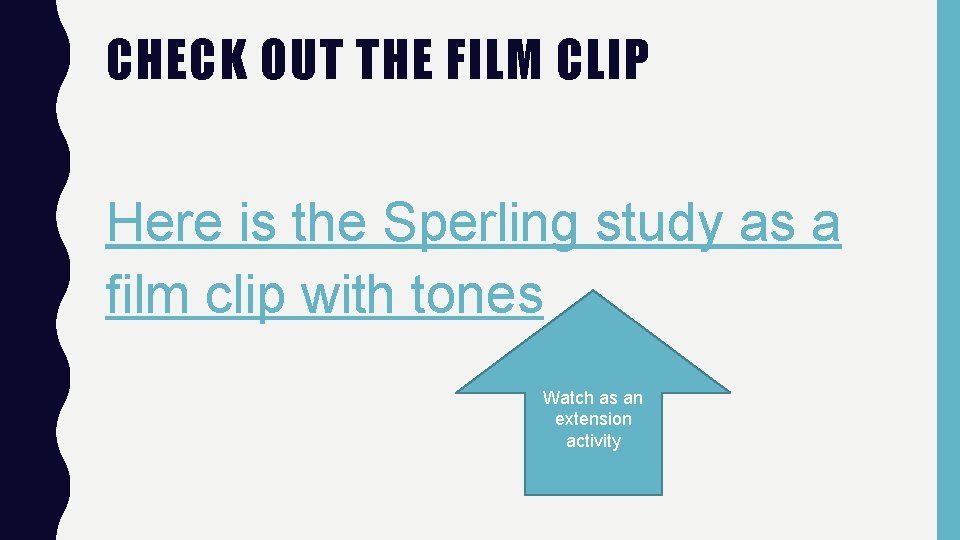 CHECK OUT THE FILM CLIP Here is the Sperling study as a film clip