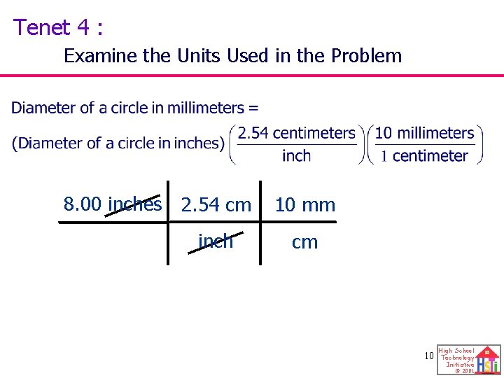 Tenet 4 : Examine the Units Used in the Problem 8. 00 inches 2.