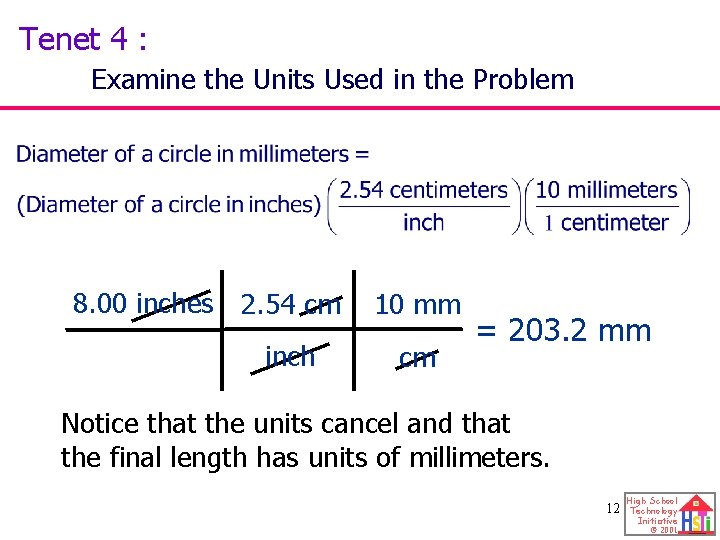 Tenet 4 : Examine the Units Used in the Problem 8. 00 inches 2.