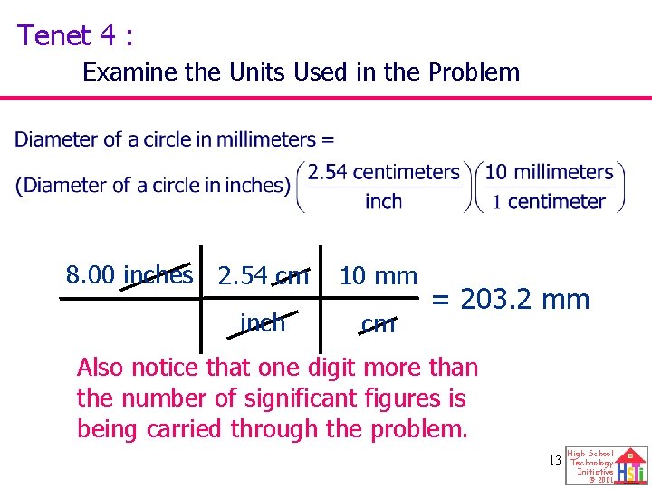 Tenet 4 : Examine the Units Used in the Problem 8. 00 inches 2.