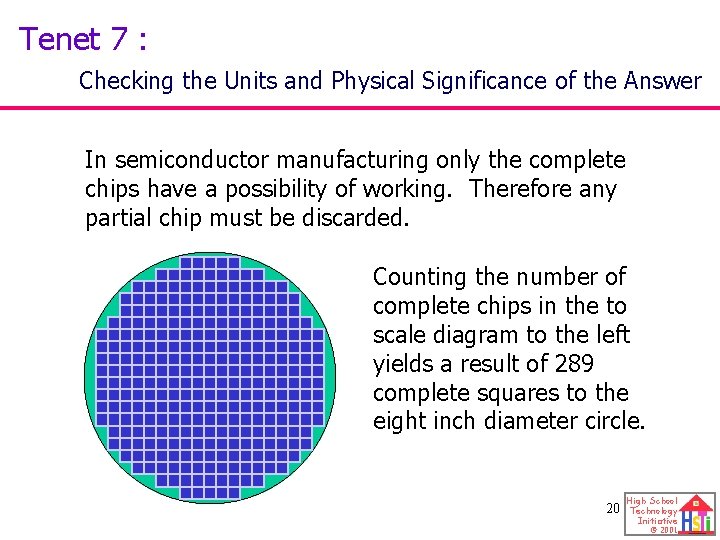 Tenet 7 : Checking the Units and Physical Significance of the Answer In semiconductor