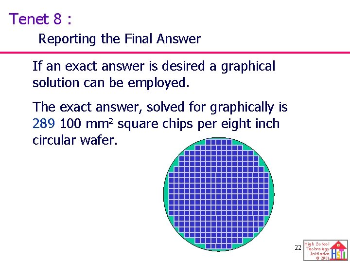 Tenet 8 : Reporting the Final Answer If an exact answer is desired a