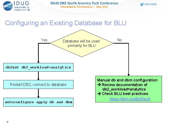 Configuring an Existing Database for BLU Yes Database will be used primarily for BLU