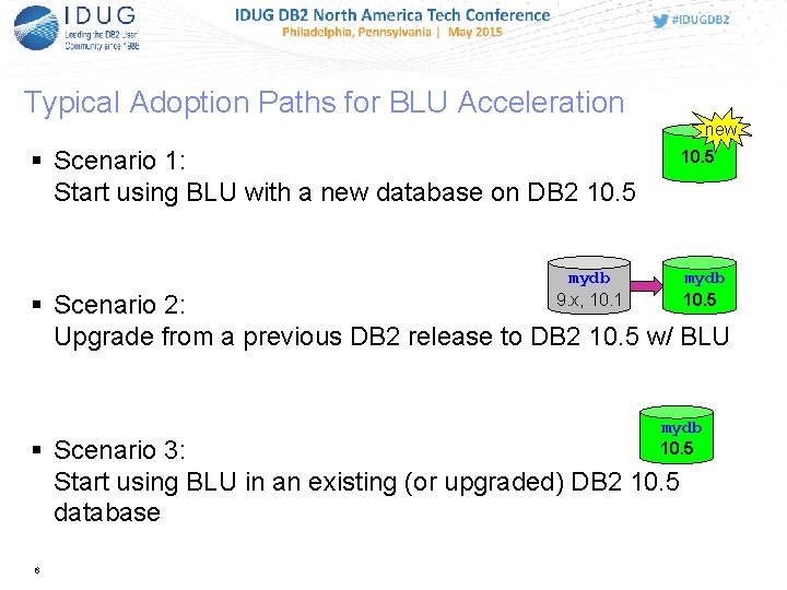 Typical Adoption Paths for BLU Acceleration new Scenario 1: Start using BLU with a