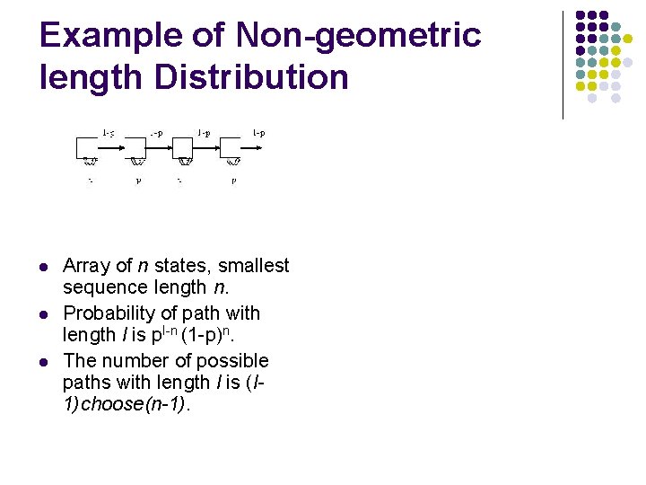 Example of Non-geometric length Distribution l l l Array of n states, smallest sequence