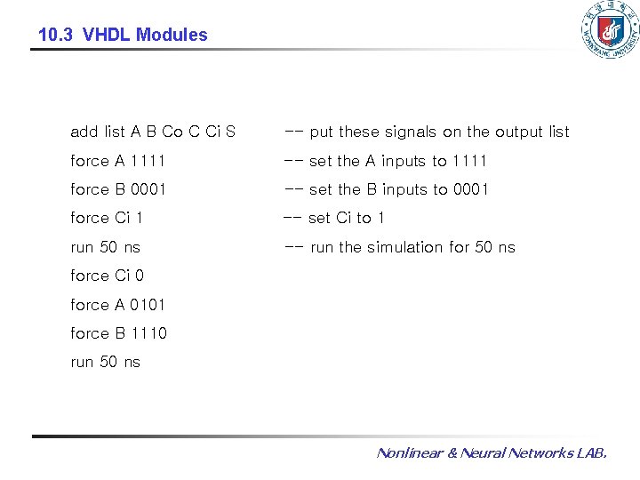 10. 3 VHDL Modules add list A B Co C Ci S -- put 10. 3 VHDL Modules add list A B Co C Ci S -- put