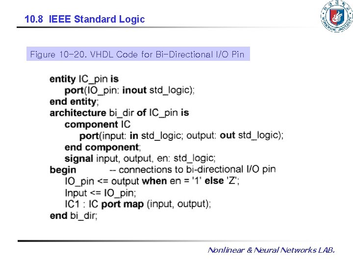 10. 8 IEEE Standard Logic Figure 10 -20. VHDL Code for Bi-Directional I/O Pin 10. 8 IEEE Standard Logic Figure 10 -20. VHDL Code for Bi-Directional I/O Pin