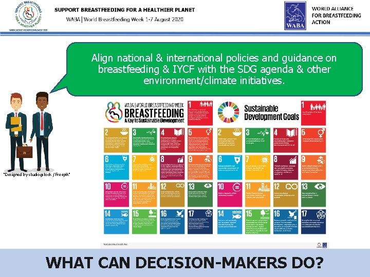 Align national & international policies and guidance on breastfeeding & IYCF with the SDG