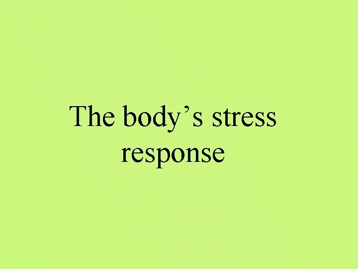 The body’s stress response 