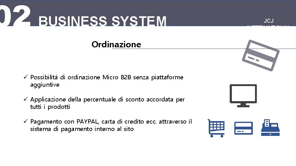 02 BUSINESS SYSTEM Ordinazione ü Possibilità di ordinazione Micro B 2 B senza piattaforme
