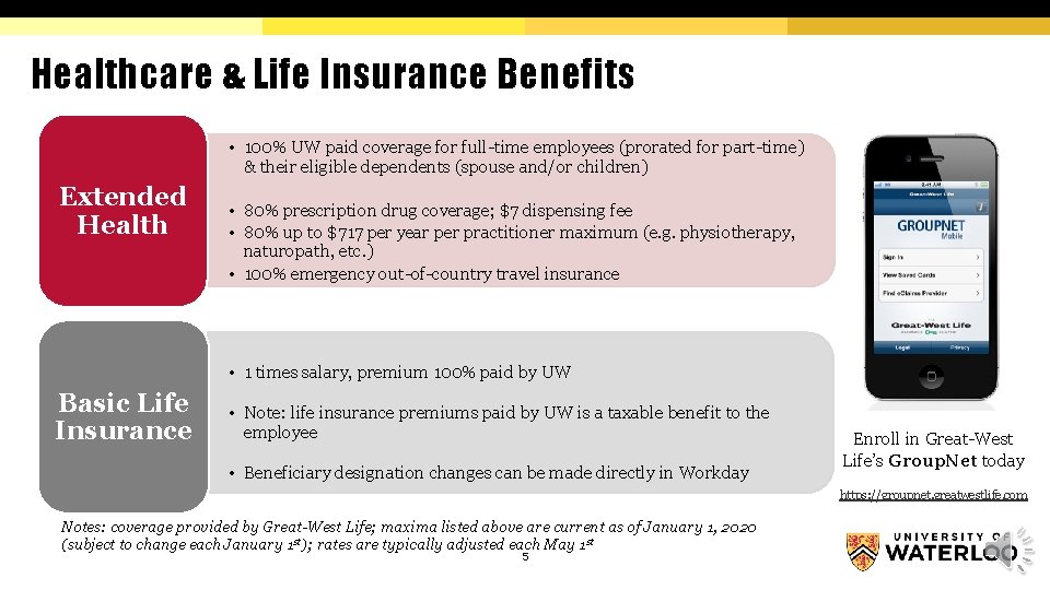 Healthcare & Life Insurance Benefits • 100% UW paid coverage for full-time employees (prorated