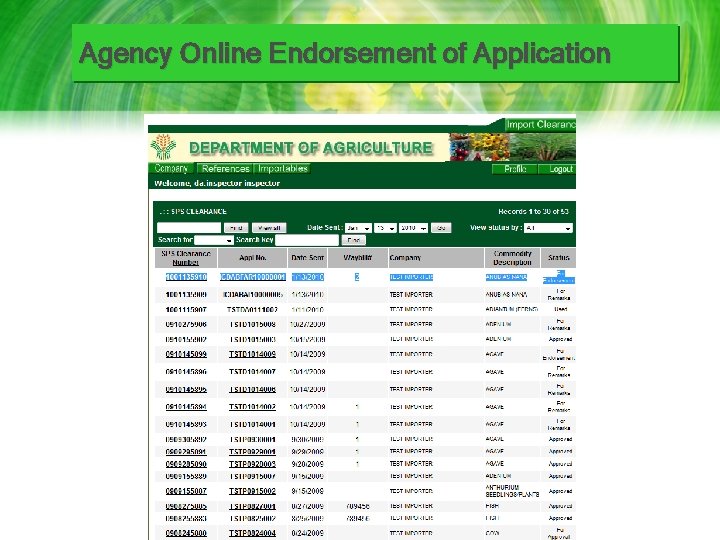 Agency Online Endorsement of Application 