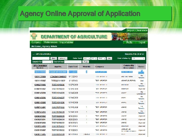 Agency Online Approval of Application 