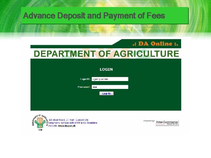 Advance Deposit and Payment of Fees 