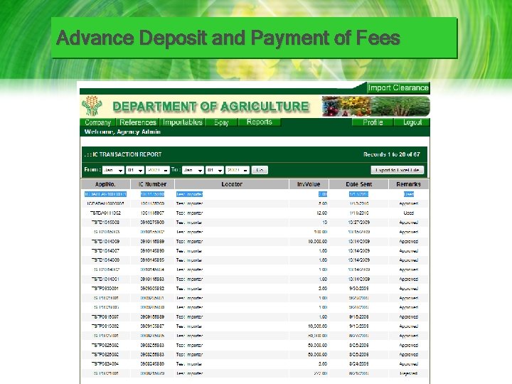 Advance Deposit and Payment of Fees 