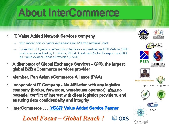 About Inter. Commerce • IT, Value Added Network Services company – with more than