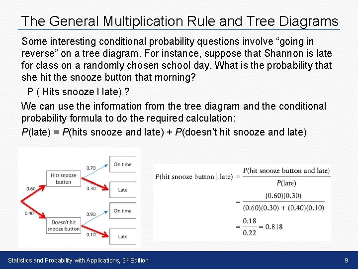 The General Multiplication Rule and Tree Diagrams Some interesting conditional probability questions involve “going The General Multiplication Rule and Tree Diagrams Some interesting conditional probability questions involve “going